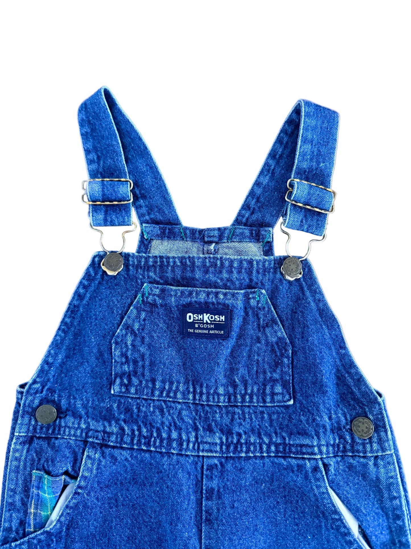 Vintage OshKosh B’Gosh Kids Denim And Plaid Overalls Size - 4 Years