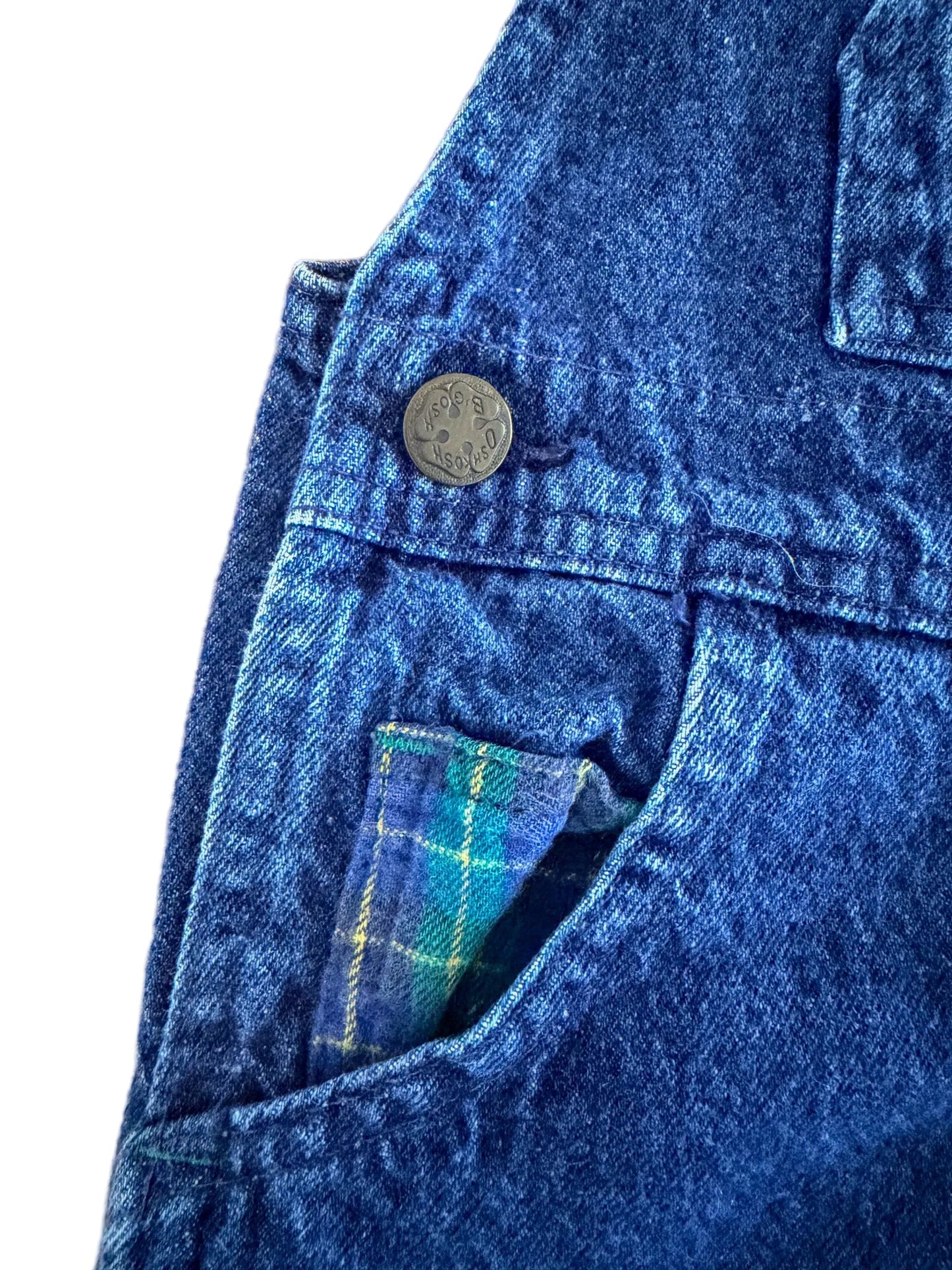 Vintage OshKosh B’Gosh Kids Denim And Plaid Overalls Size - 4 Years