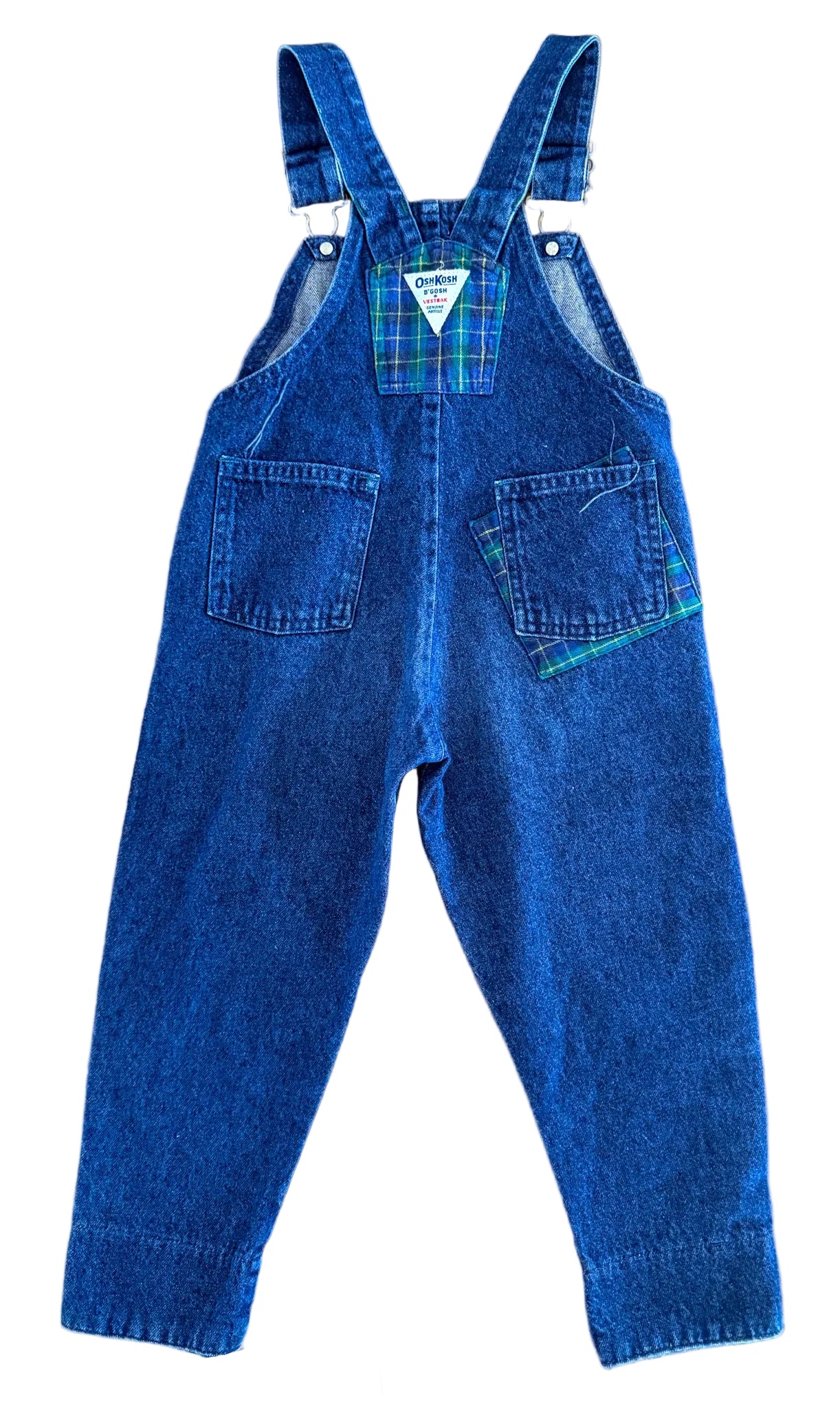 Vintage OshKosh B’Gosh Kids Denim And Plaid Overalls Size - 4 Years