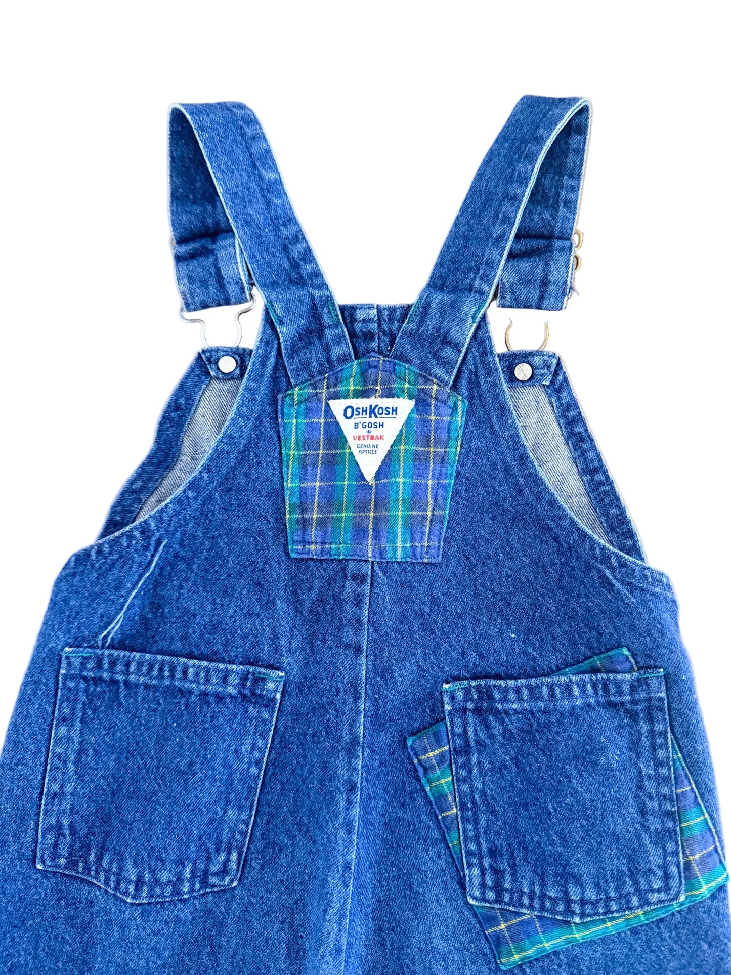 Vintage OshKosh B’Gosh Kids Denim And Plaid Overalls Size - 4 Years