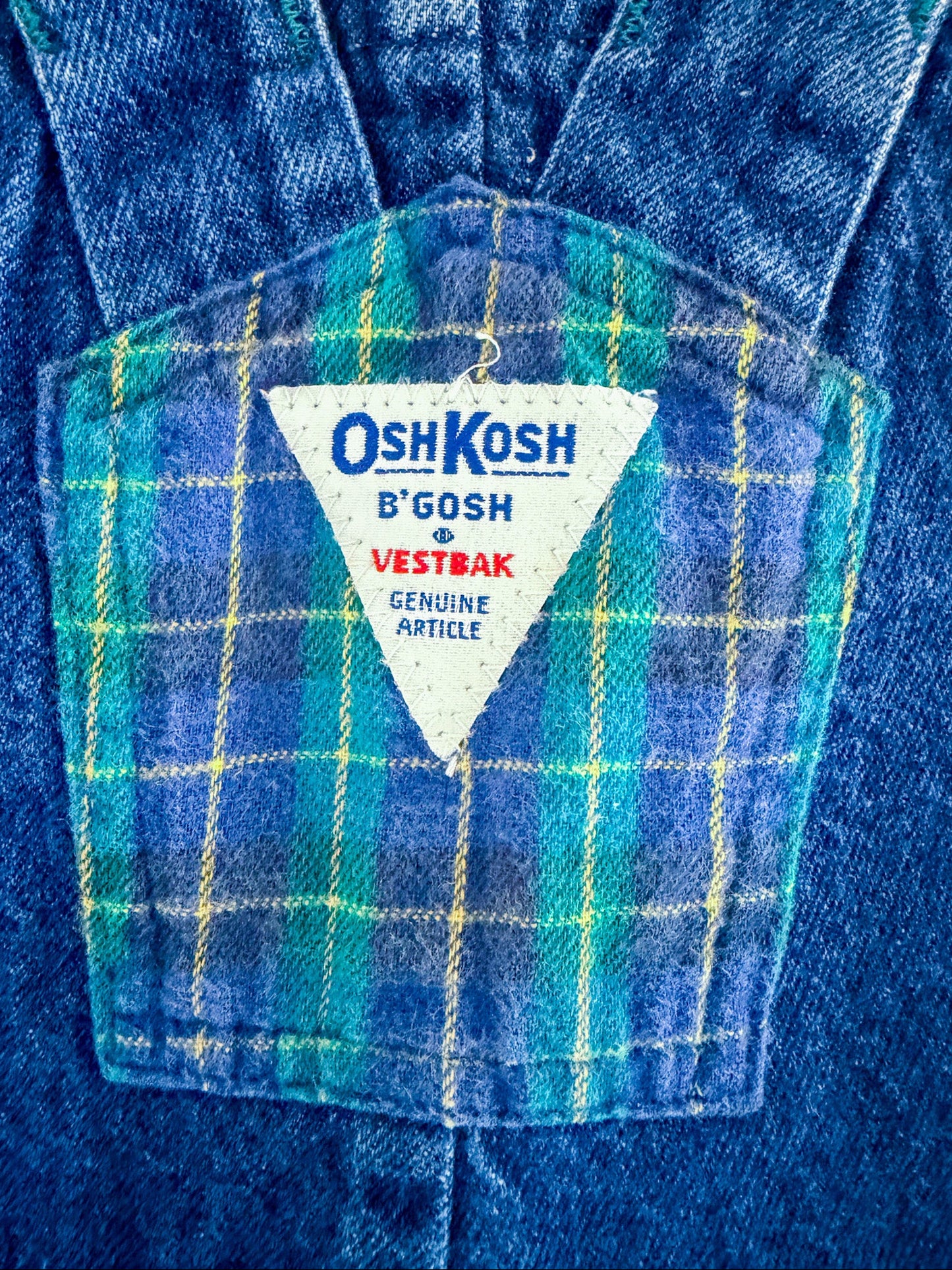 Vintage OshKosh B’Gosh Kids Denim And Plaid Overalls Size - 4 Years