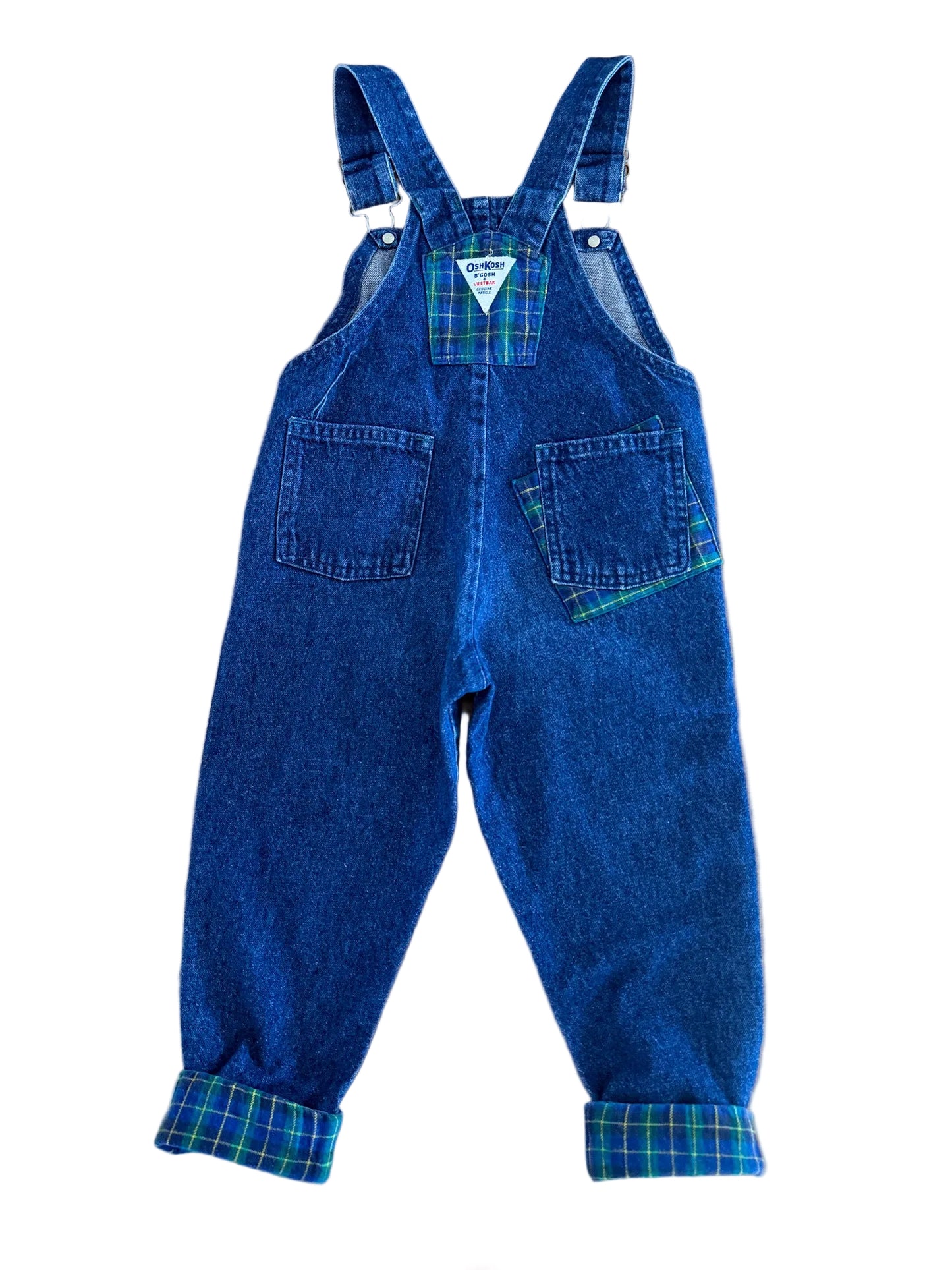 Vintage OshKosh B’Gosh Kids Denim And Plaid Overalls Size - 4 Years