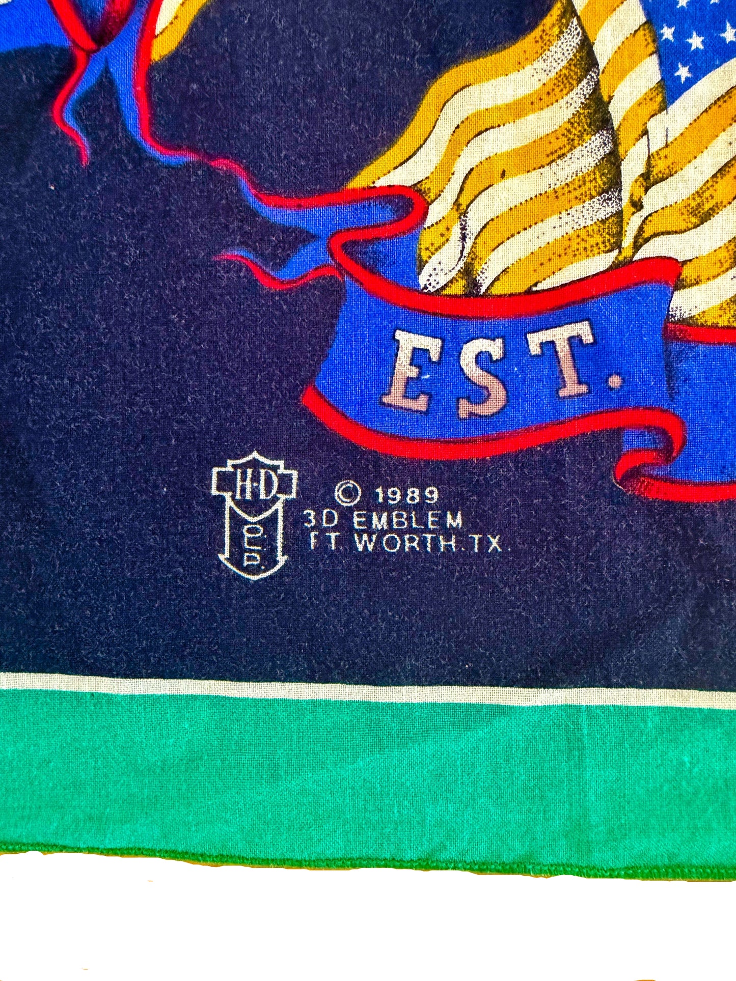 Vintage Harley-Davidson 1989 Flag Logo Bandana Scarf – USA Made