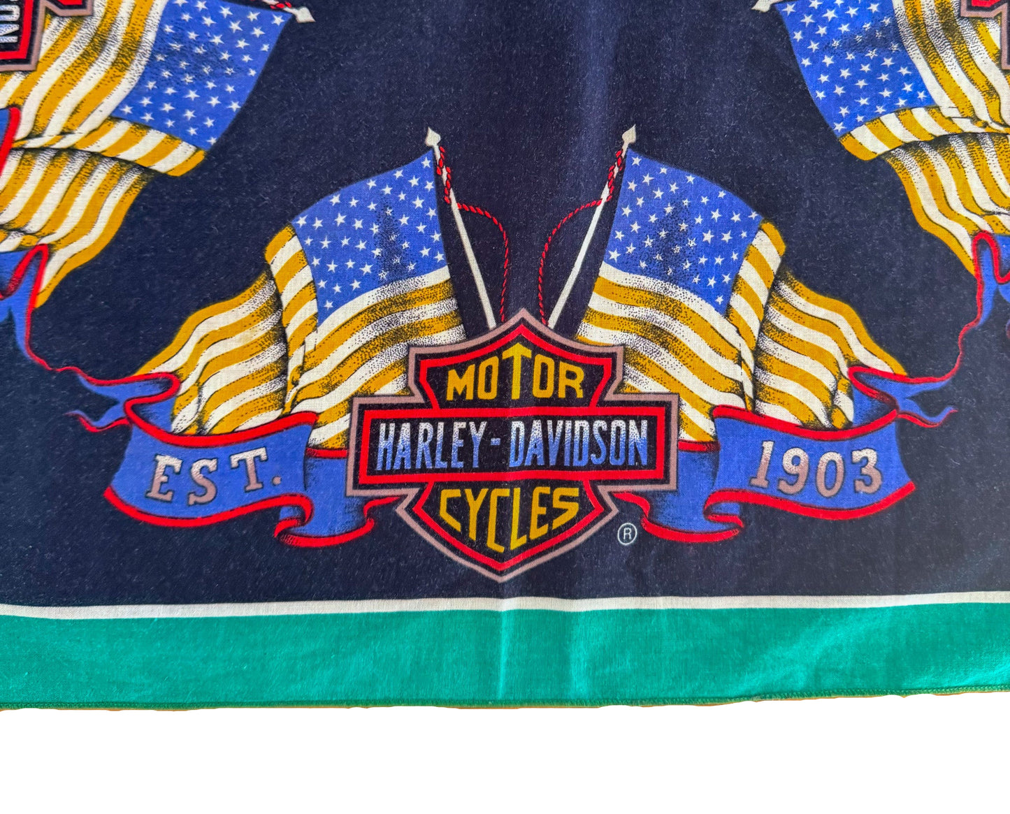 Vintage Harley-Davidson 1989 Flag Logo Bandana Scarf – USA Made