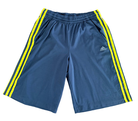Adidas 3 Stripe Neon Yellow on Charcoal Grey Athletic Shorts Size XS