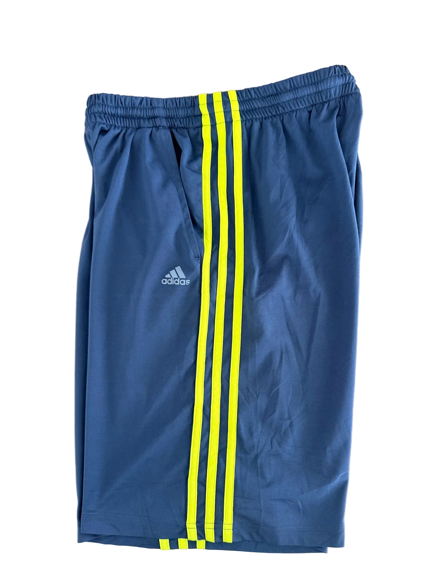 Adidas 3 Stripe Neon Yellow on Charcoal Grey Athletic Shorts Size XS
