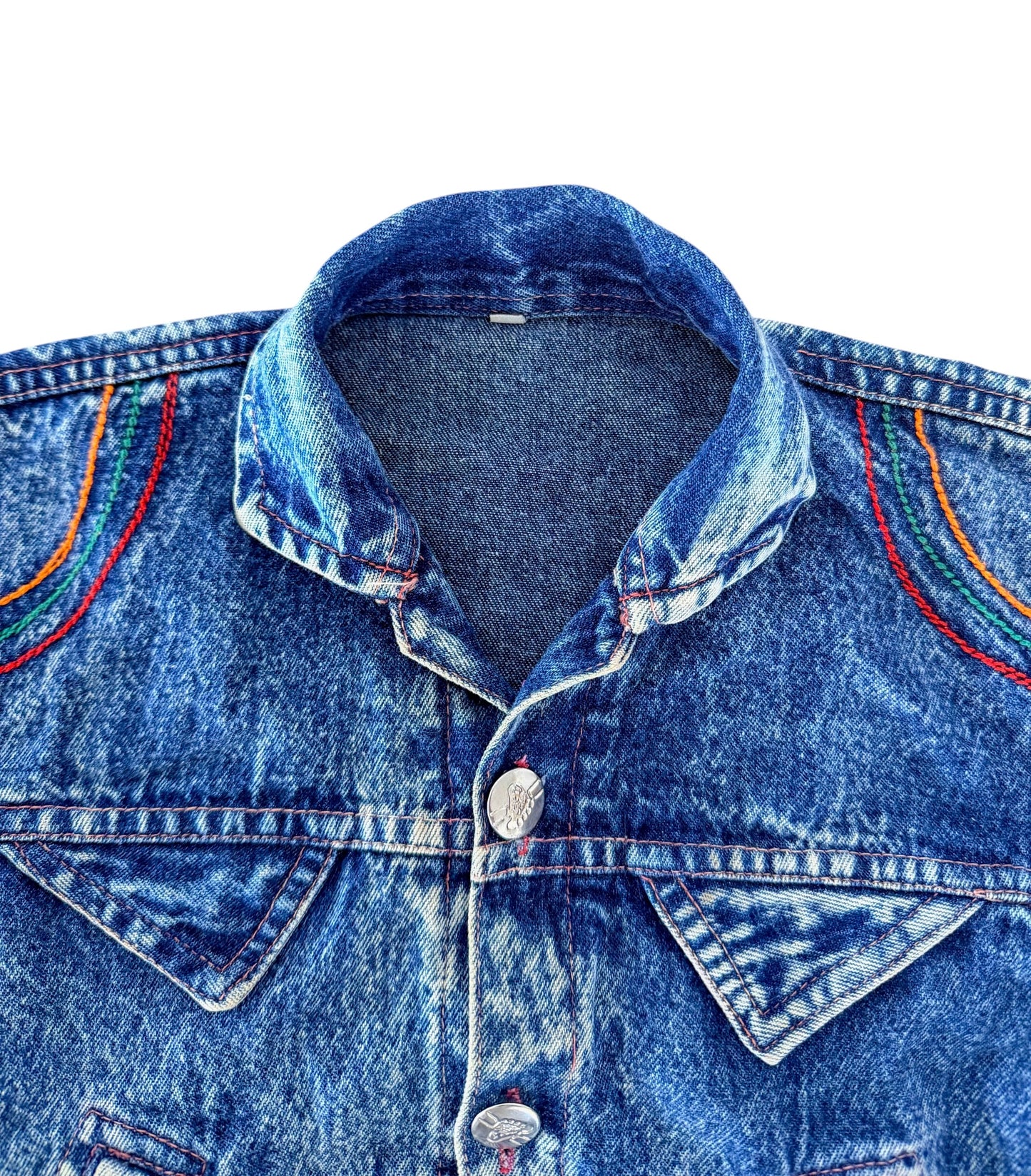 1980s Kids Acid Wash Denim Jacket Vintage Blue Denim Jacket, 5–6 Years