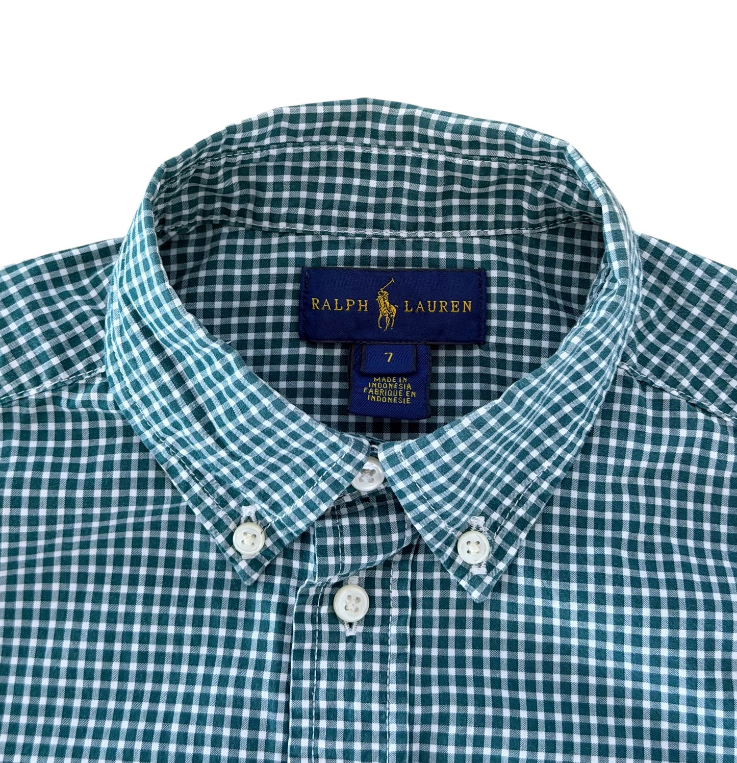 Kids Ralph Lauren Green Gingham Long Sleeve Shirt, 7 Years