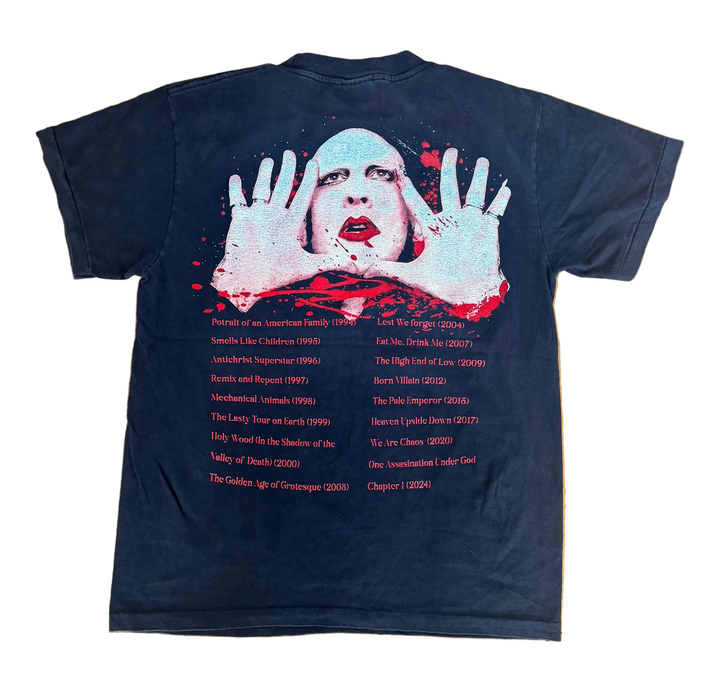 Marilyn Manson Discography Graphic Single Stitch Band T-Shirt Size Large