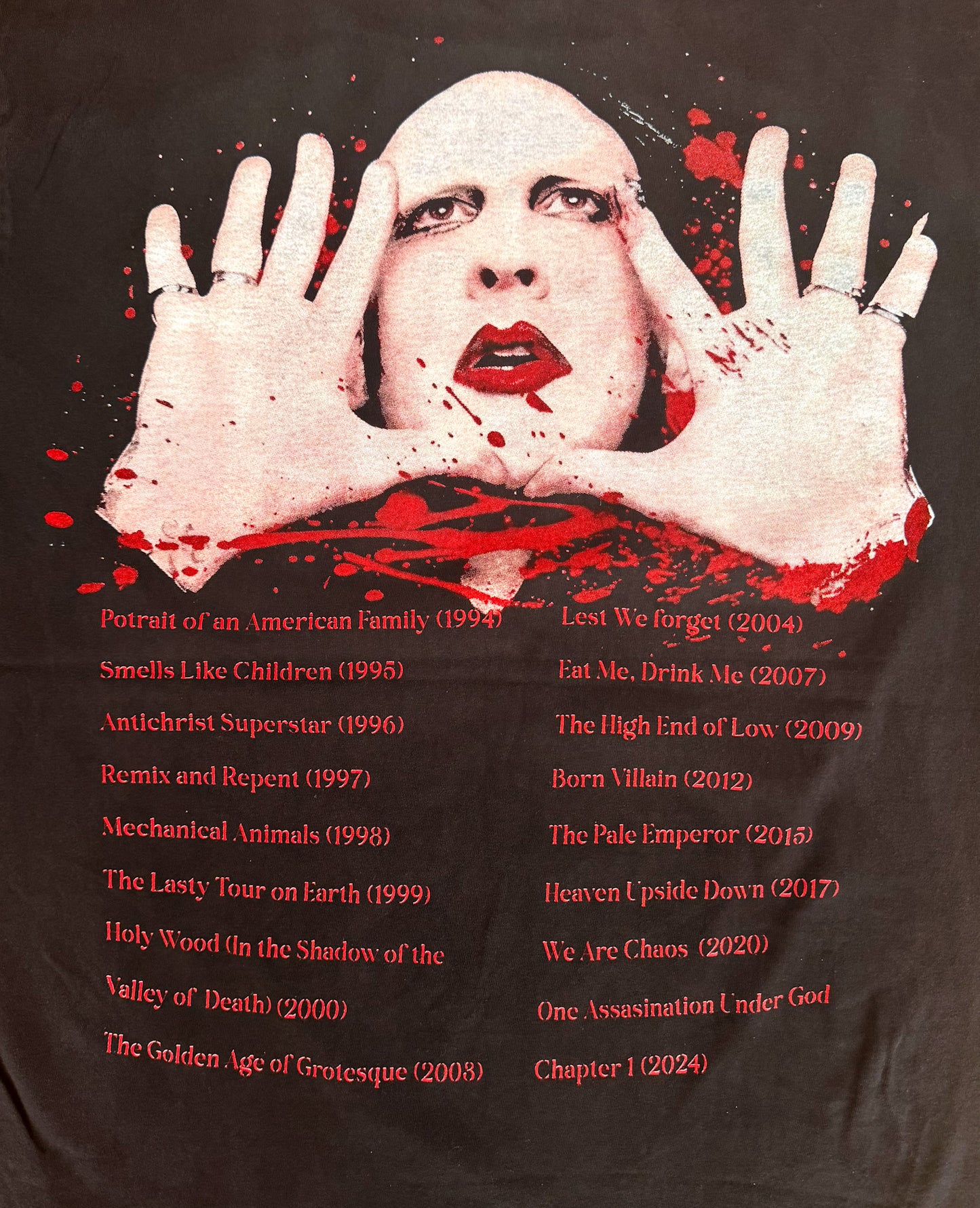 Marilyn Manson Discography Graphic Single Stitch Band T-Shirt Size Large