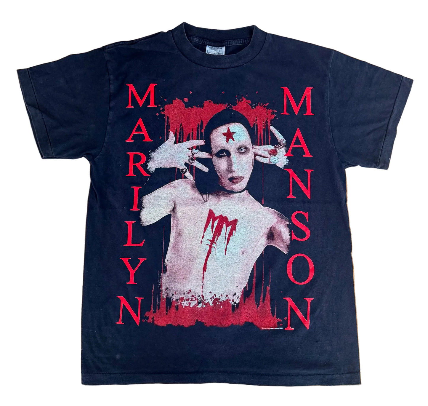 Marilyn Manson Discography Graphic Single Stitch Band T-Shirt Size Large