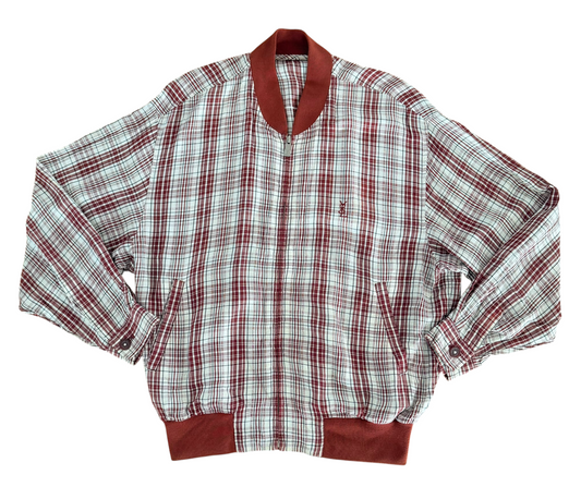 Late 1980s–1990s Yves Saint Laurent Plaid Harrington Jacket Men's XL