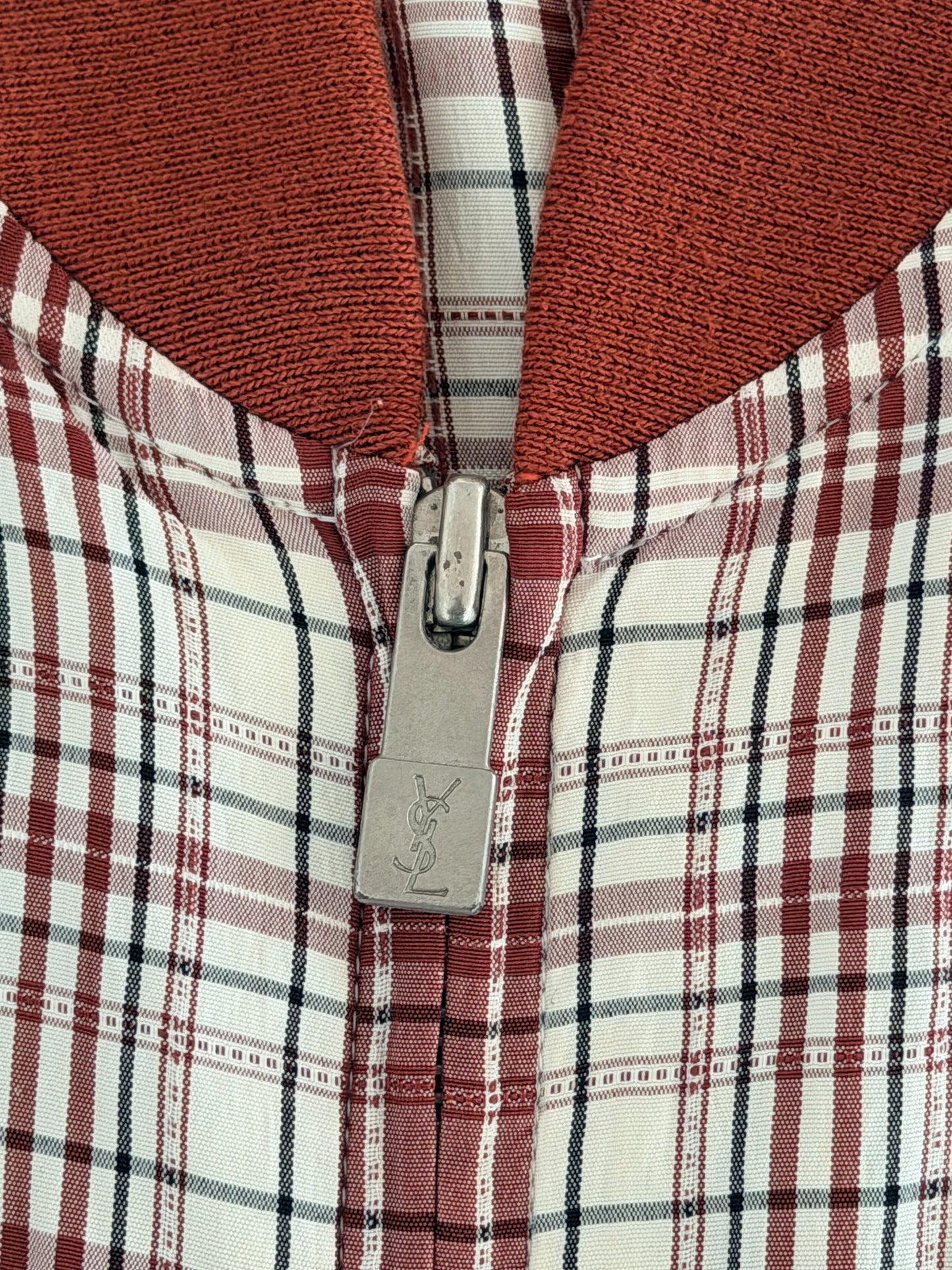 Late 1980s–1990s Yves Saint Laurent Plaid Harrington Jacket Men's XL