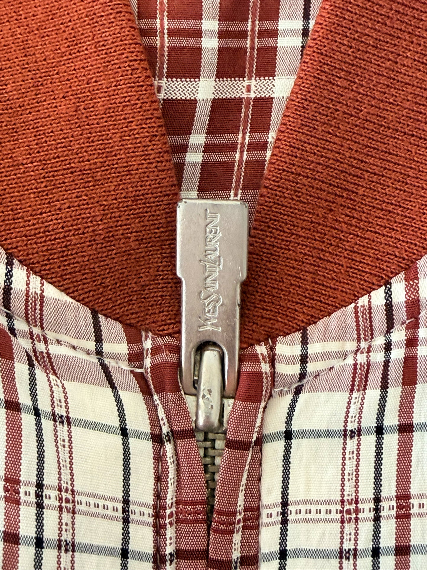 Late 1980s–1990s Yves Saint Laurent Plaid Harrington Jacket Men's XL