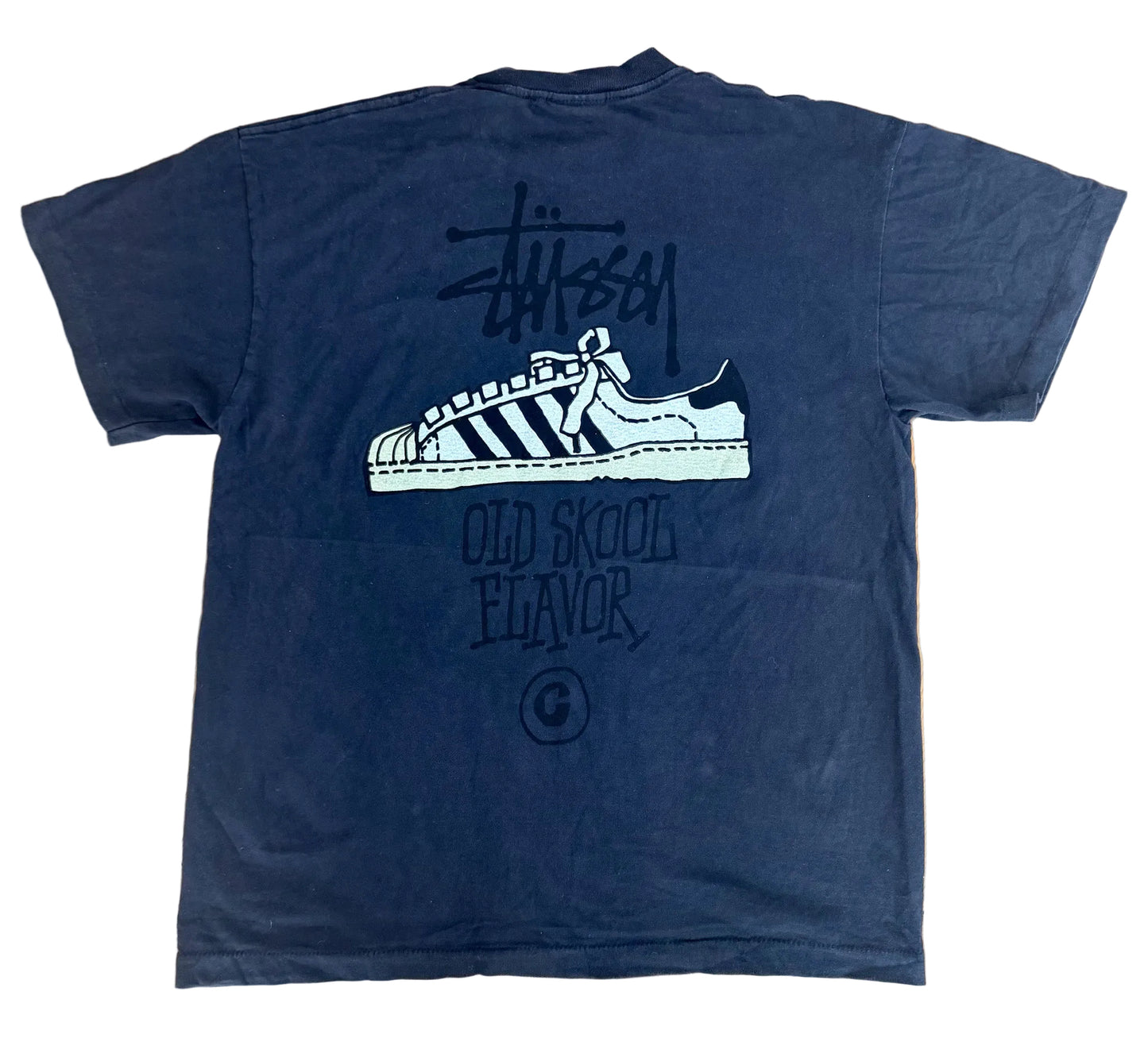 Vintage 1990s Stüssy “Old Skool Flavor” Made in USA Single Stitch T-Shirt – Large
