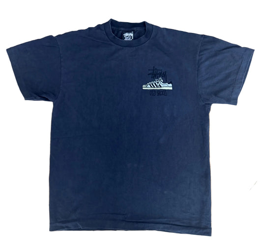 Vintage 1990s Stüssy “Old Skool Flavor” Made in USA Single Stitch T-Shirt – Large
