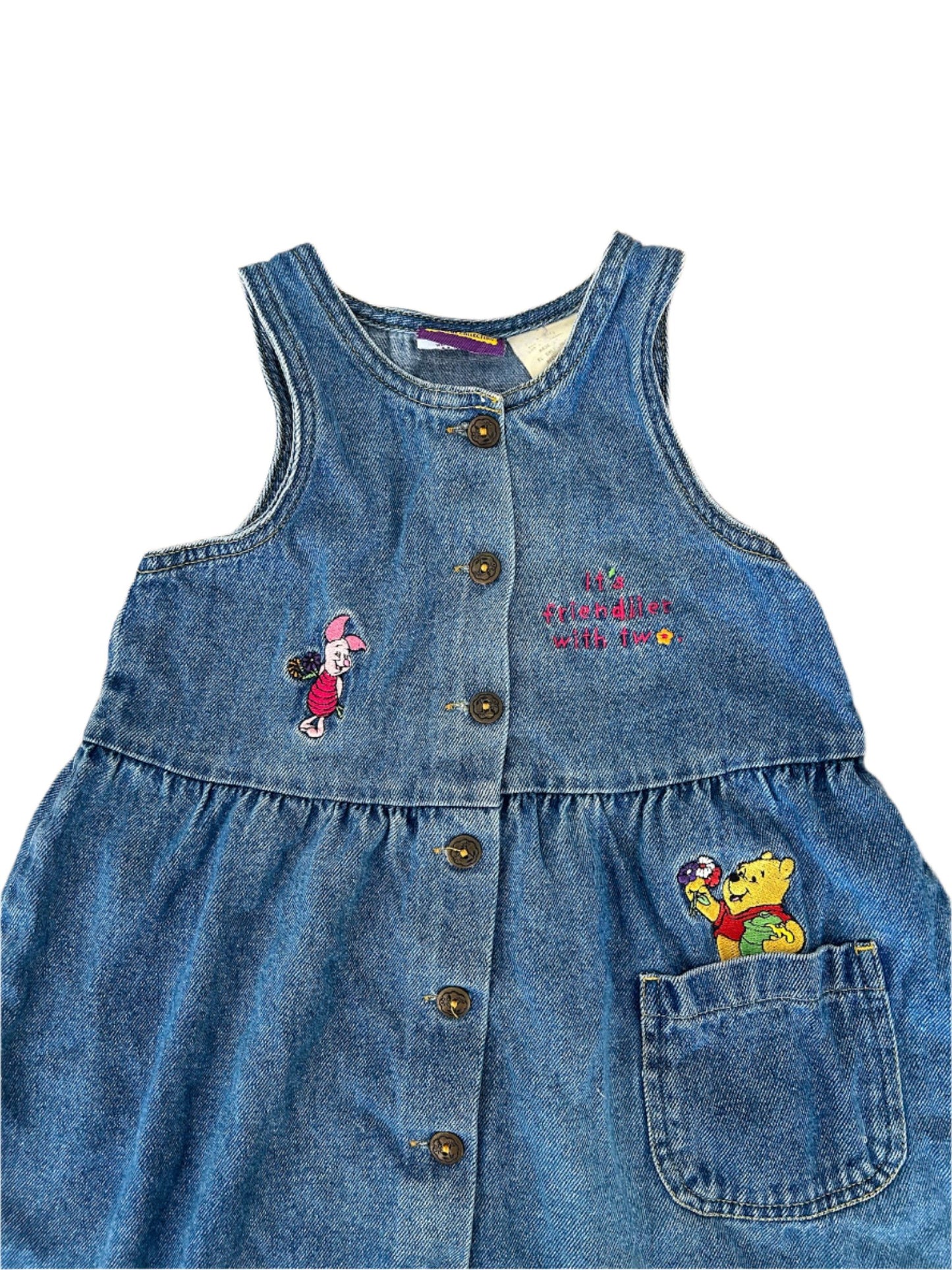 Vintage Winnie the Pooh Embroidered Denim Dress 5-6 Years – The Love Bubble Collective Vintage Winnie the Pooh Embroidered Denim Dress 5-6 Years – The Love Bubble Collective