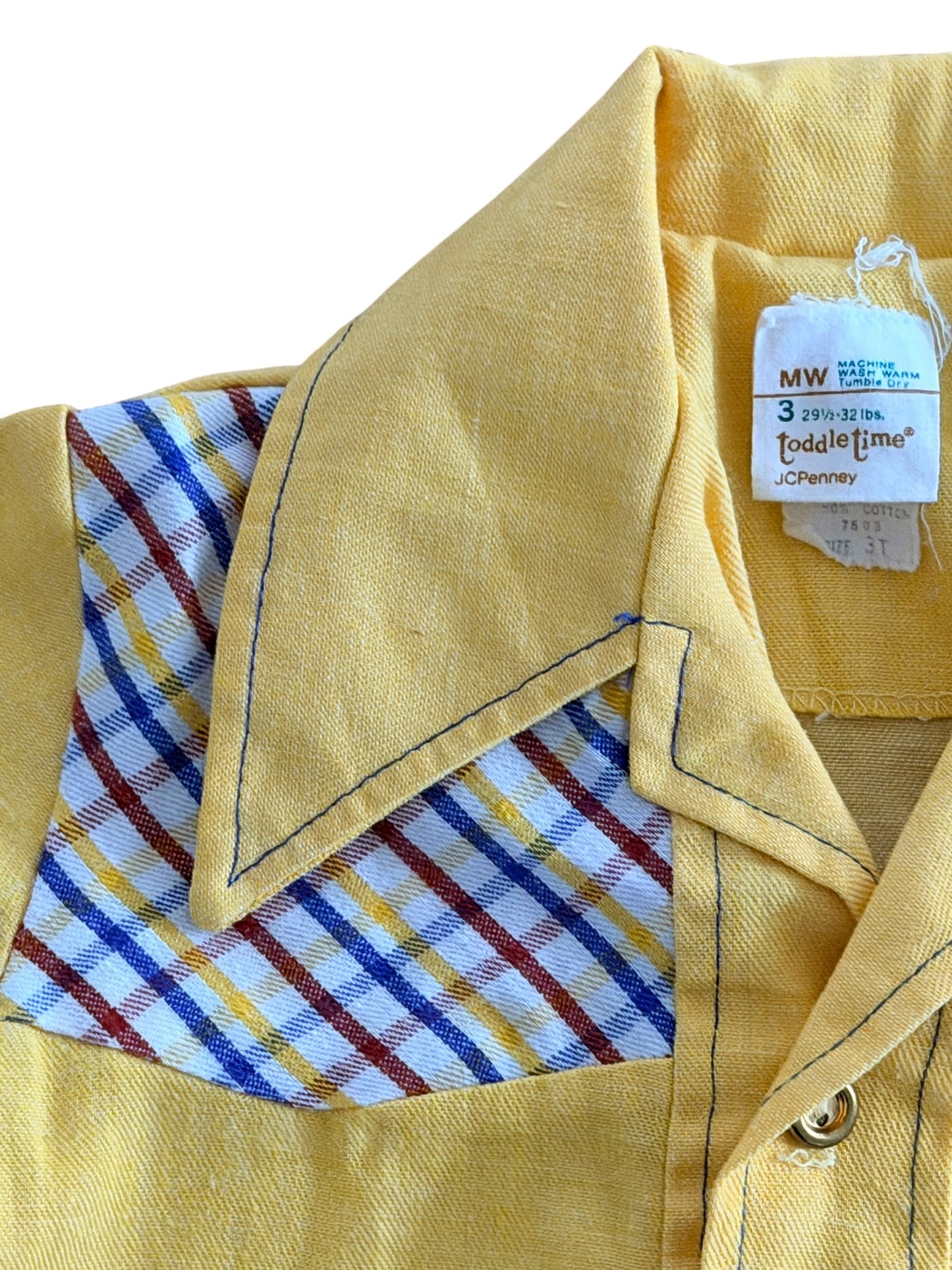 Vintage 1970s Toddletime JCPenney Plaid Panel Kids Shirt 3 Years
