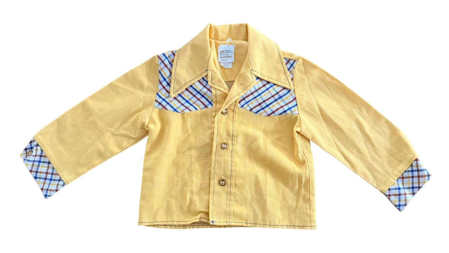 Vintage 1970s Toddletime JCPenney Plaid Panel Kids Shirt 3 Years