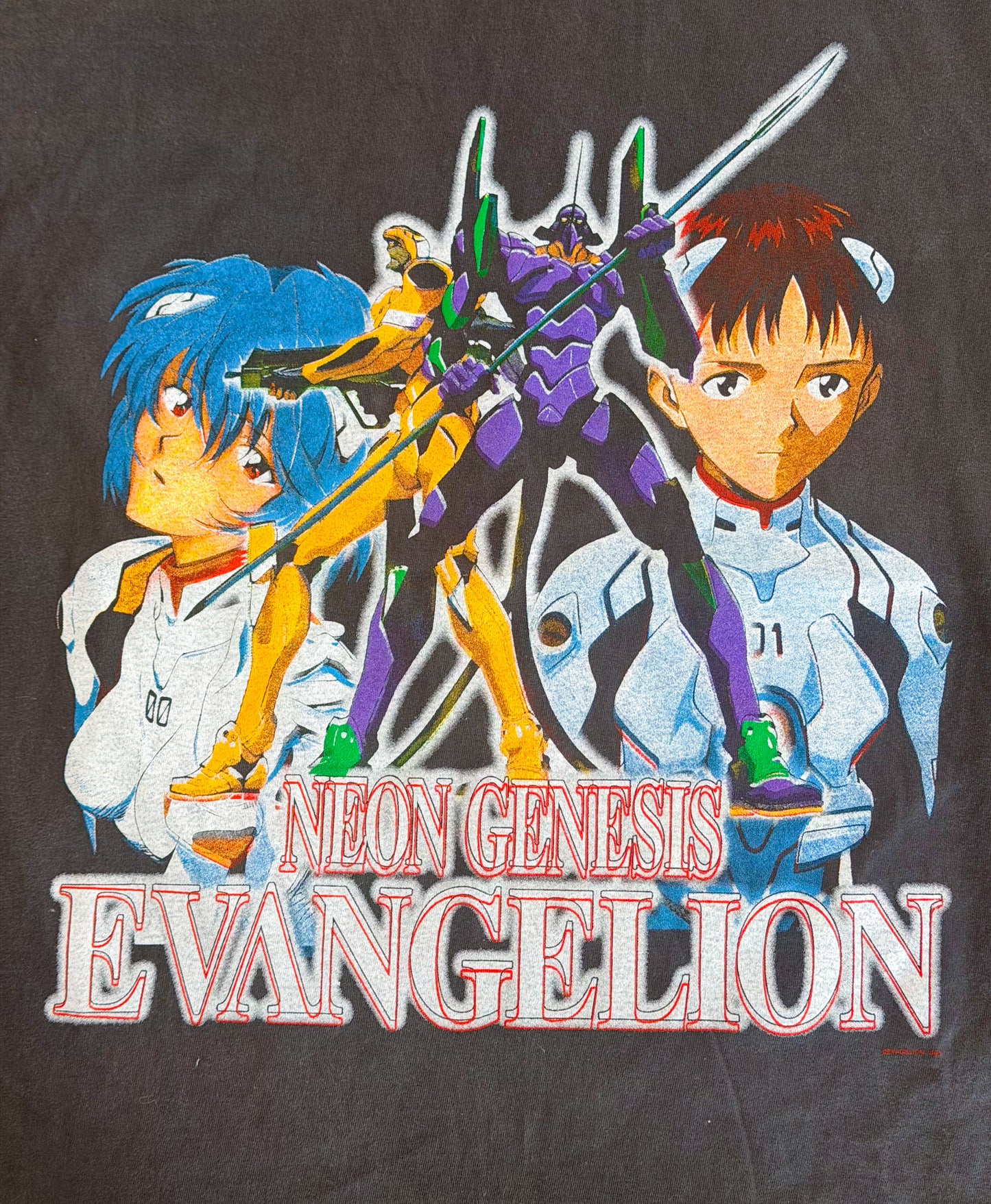 Vintage Neon Genesis Evangelion Giant USA Single Stitch Anime T-Shirt Size Large