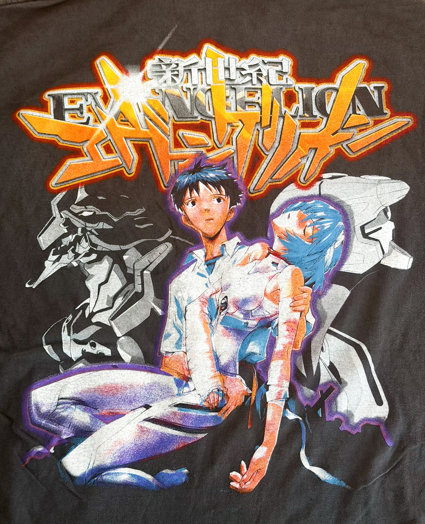 Vintage Neon Genesis Evangelion Giant USA Single Stitch Anime T-Shirt Size Large