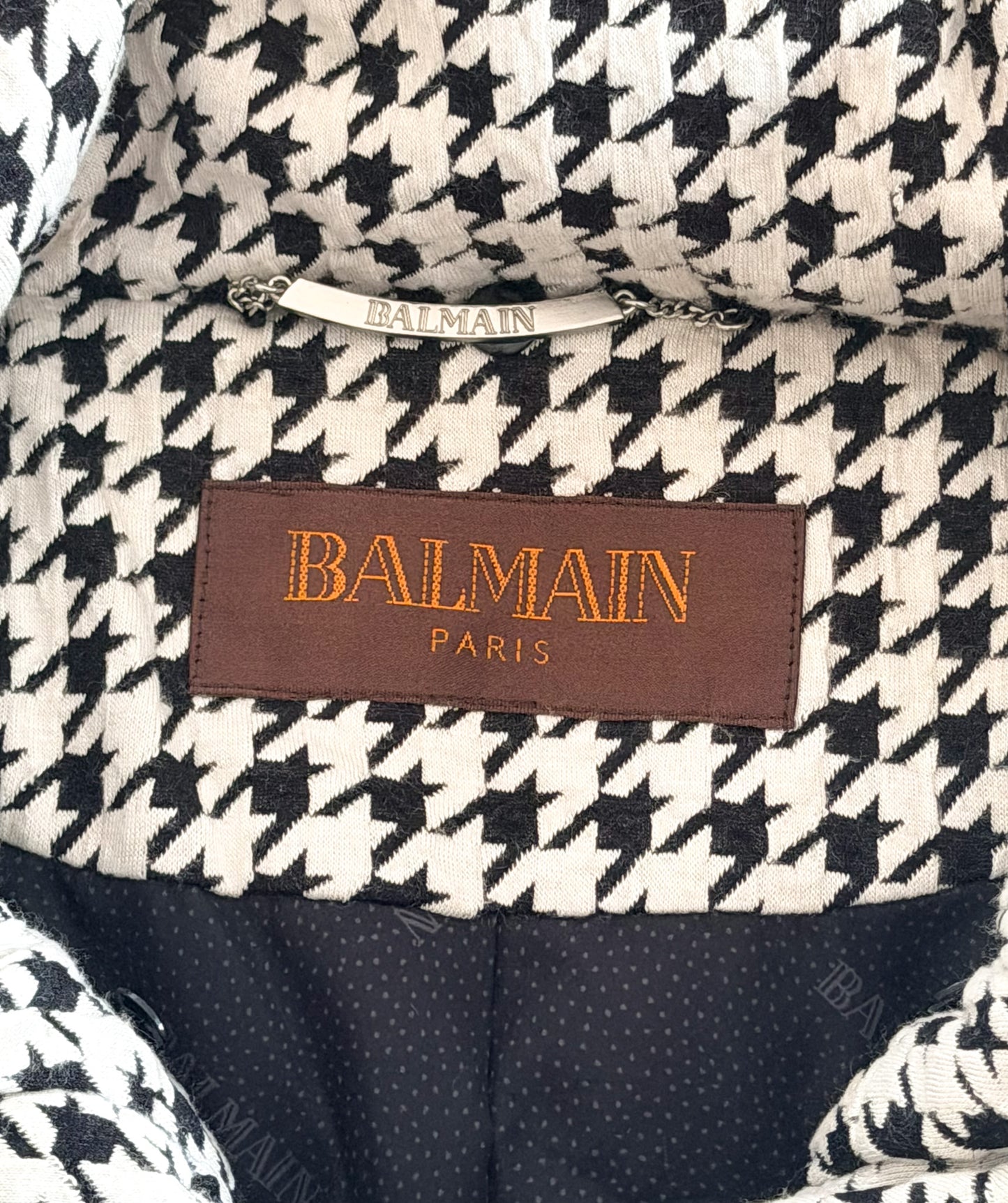 Balmain Paris Quilted Houndstooth Jacket, XL