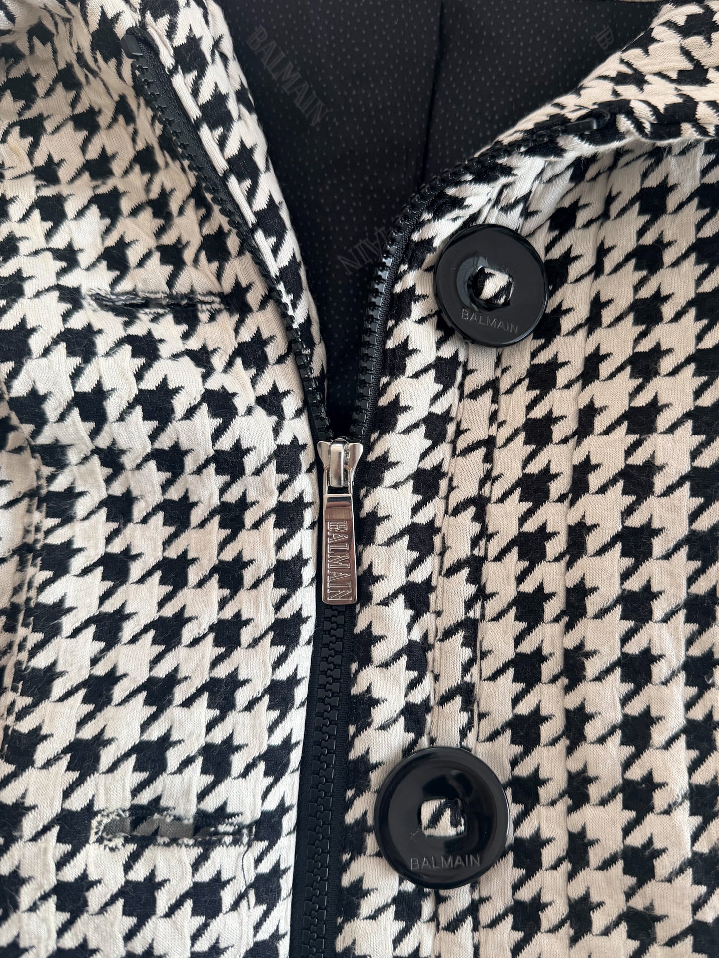 Balmain Paris Quilted Houndstooth Jacket, XL