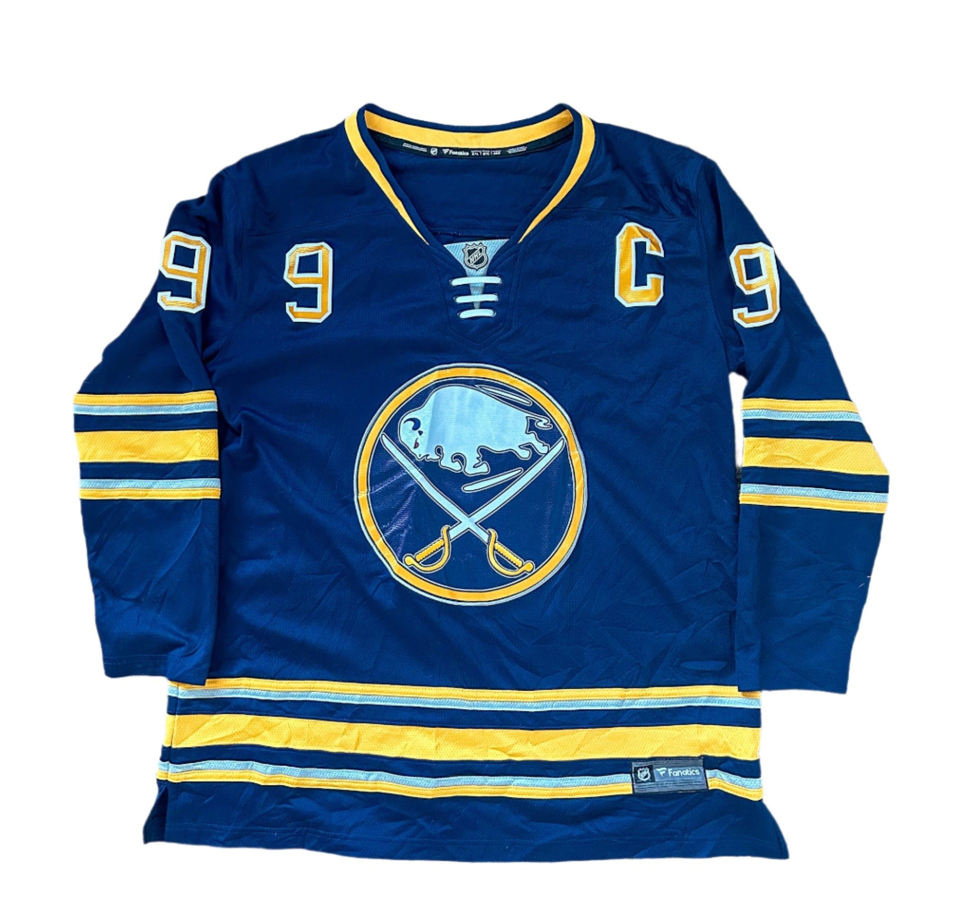 Buffalo Sabres Eichel NHL Blue and Yellow Number Ice Hockey