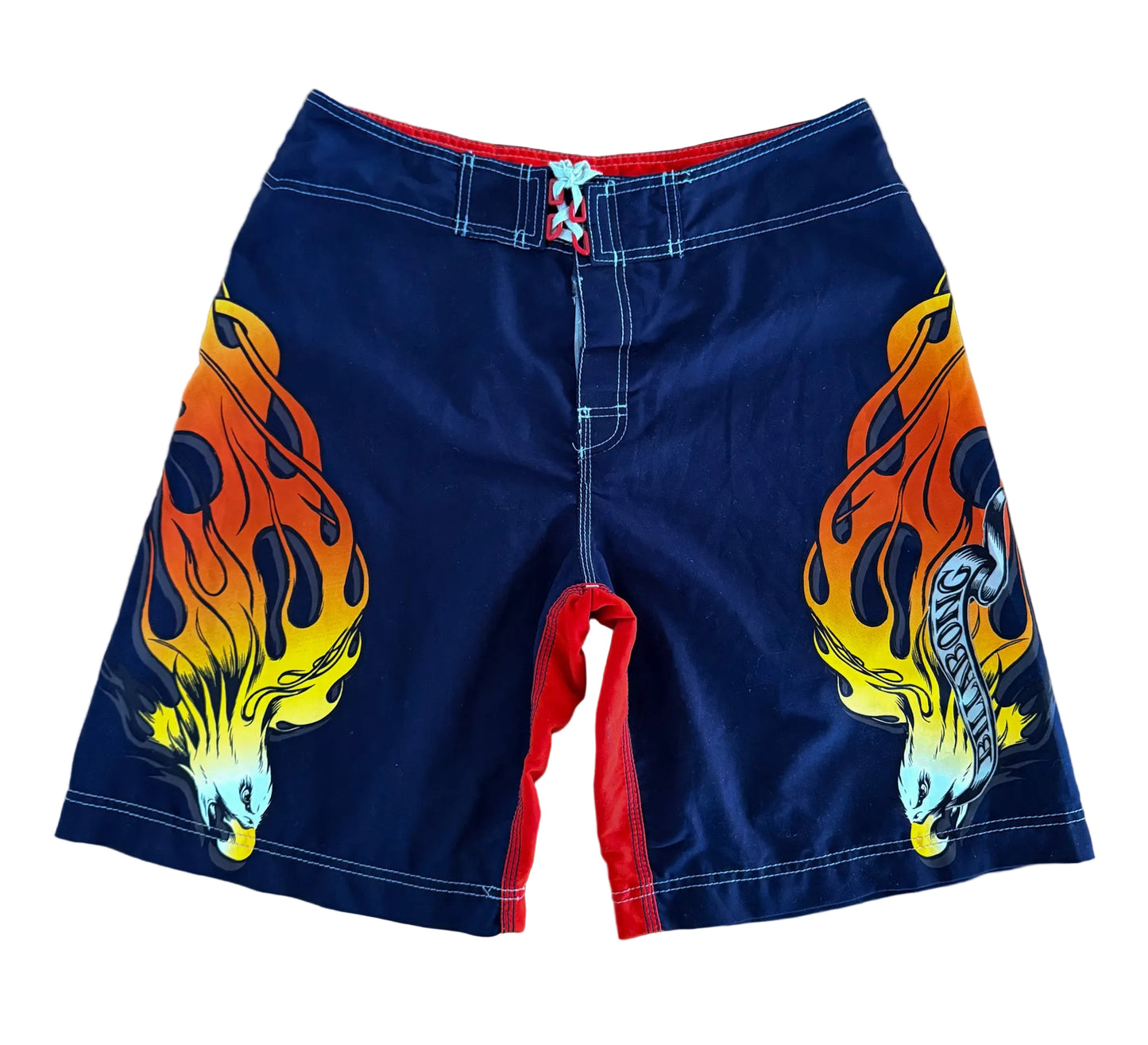 Vintage 90s Billabong Flame And Eagle Navy Y2K Surf Boardshorts Large
