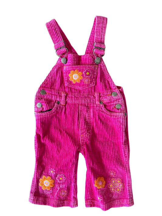 Vintage Pumpkin Patch Pink Corduroy Embroidered Overalls 6-12 months