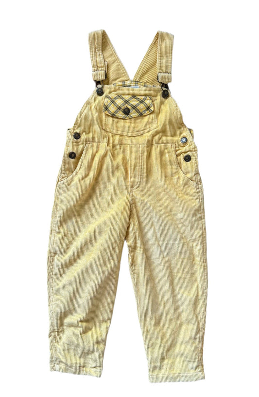 Vintage 90s Kids Yellow Corduroy Overalls 4 Years