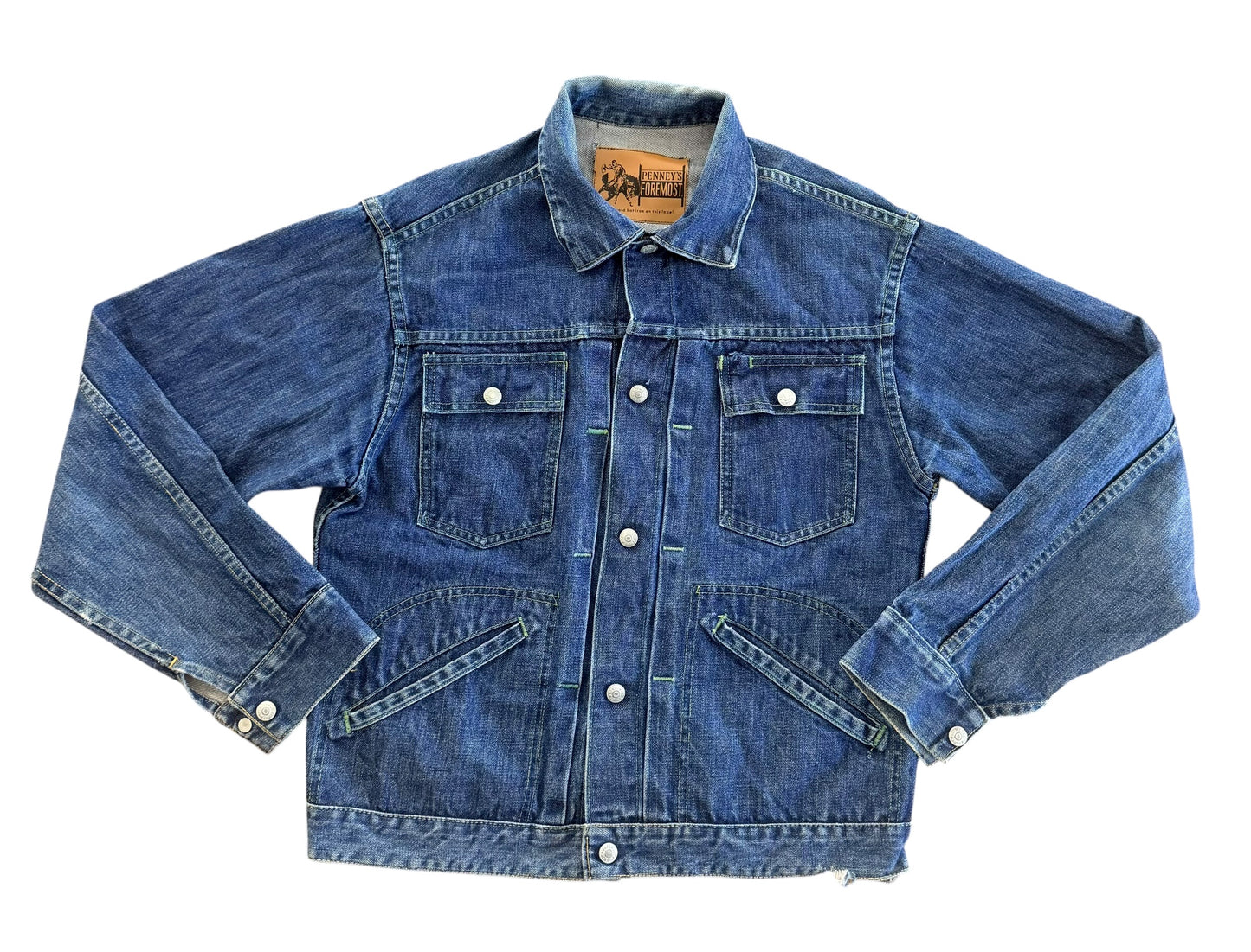 Vintage Penney's Foremost 1960s Selvedge Denim Four Pocket Jacket, Medium