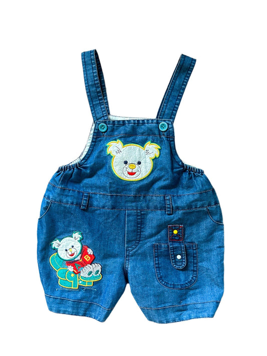 Vintage Kids Embroidered Bear Overalls 6 Months