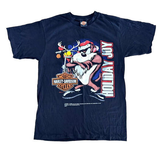 Vintage 2007 Harley Davidson Looney Tunes Tasmanian Devil “Holiday Joy” Single Stitch T-Shirt Size Large