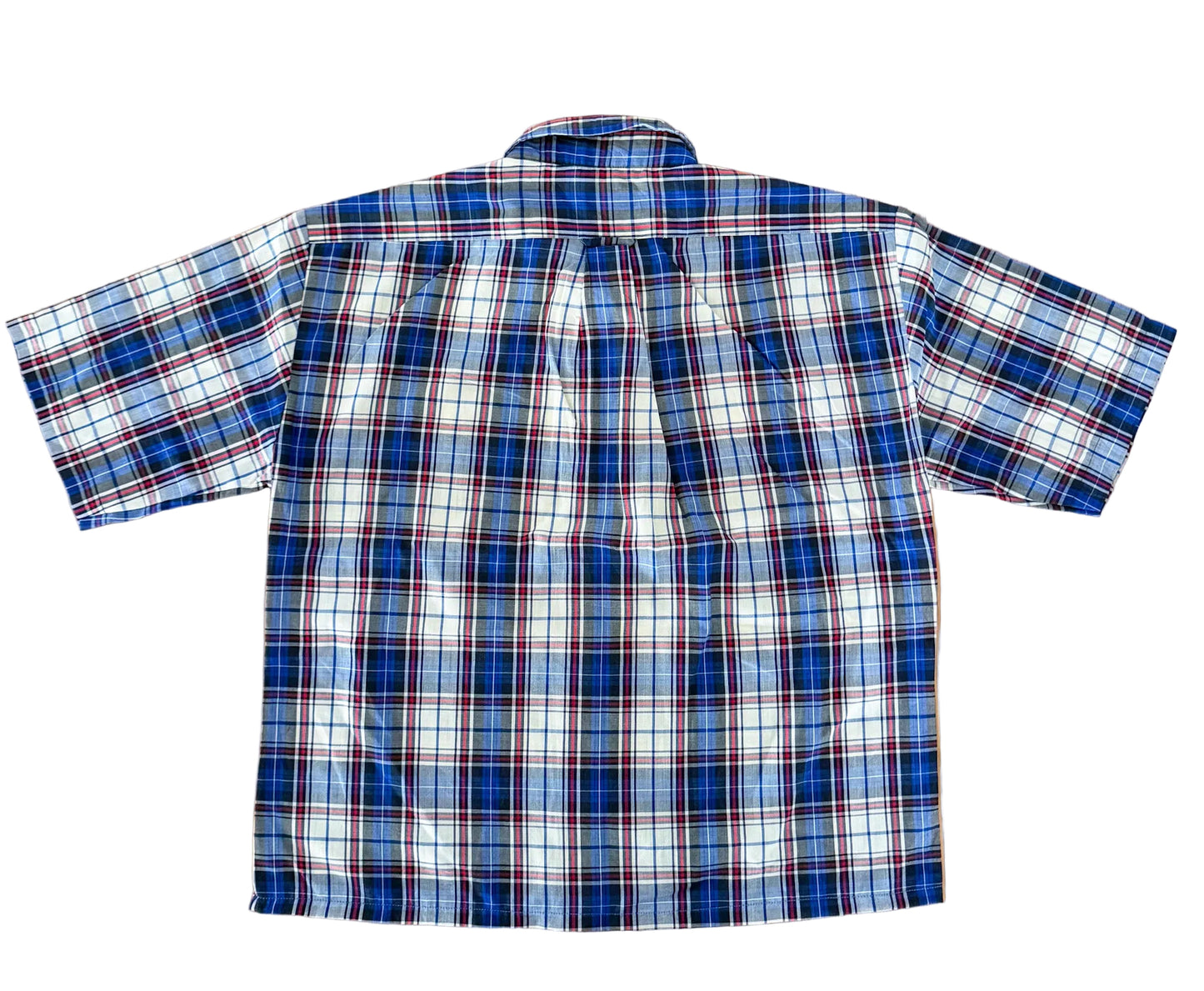 Carhartt Rework Box Fit Blue And Red Plaid Short Sleeve Button Up Workwear Shirt Size Large