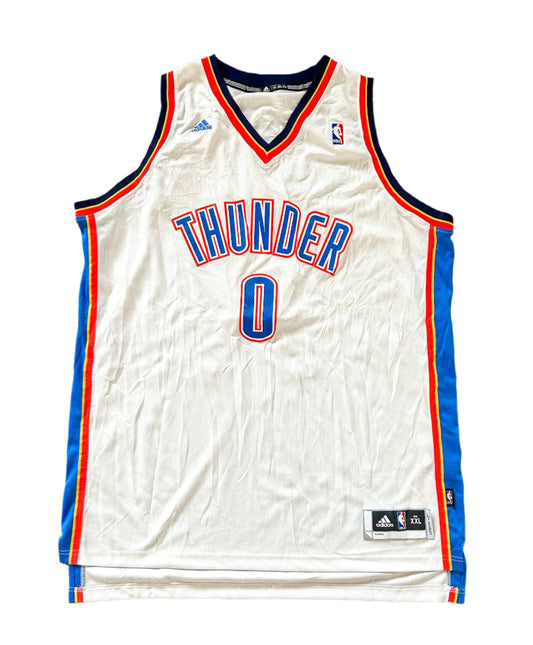 Oklahoma City Thunder White Adidas NBA Basketball Jersey Russell Westbrook 2XL