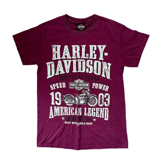 Harley Davidson American Legend Burgundy Cotton Tee Small