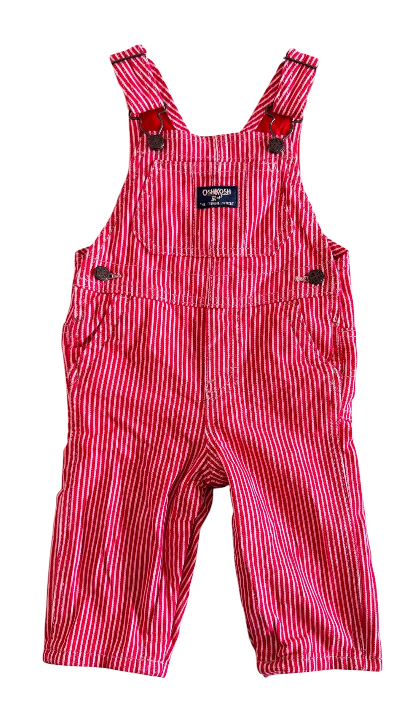 Kids OshKosh B'gosh Red Stripe Overalls 9 Months