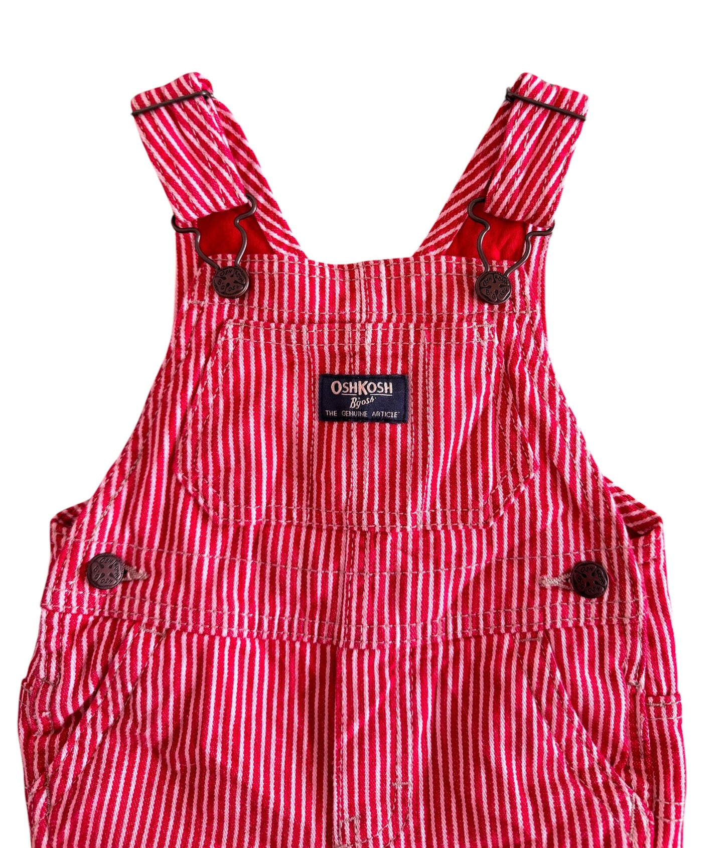 Kids OshKosh B'gosh Red Stripe Overalls 9 Months
