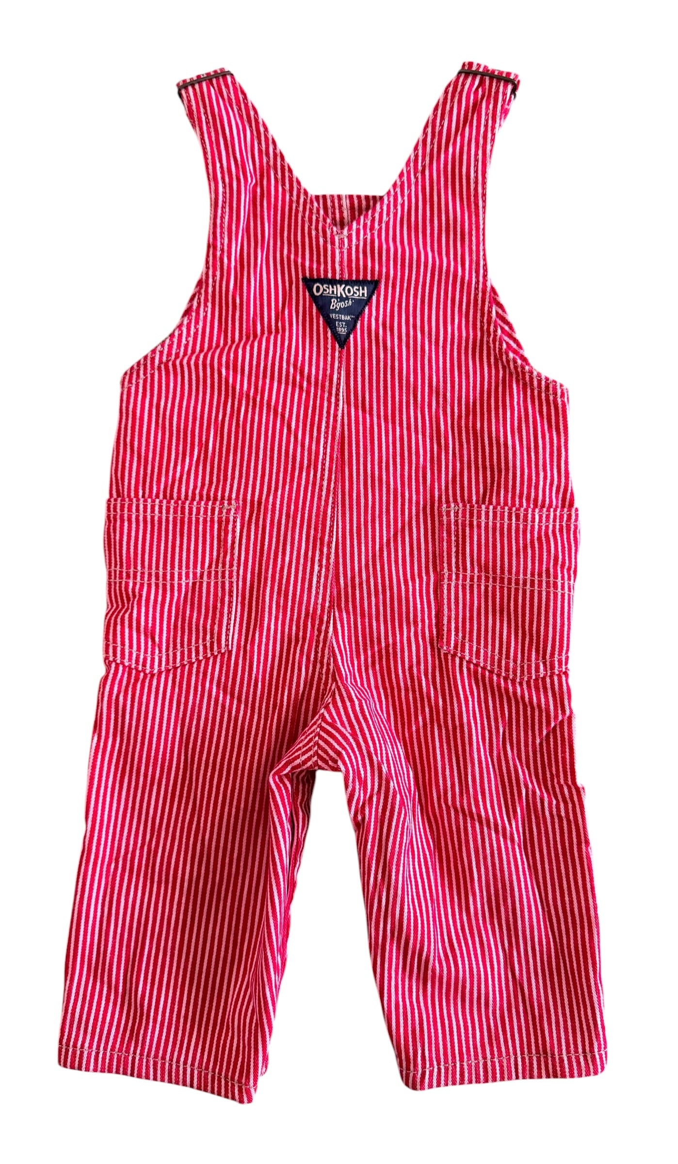Kids OshKosh B'gosh Red Stripe Overalls 9 Months