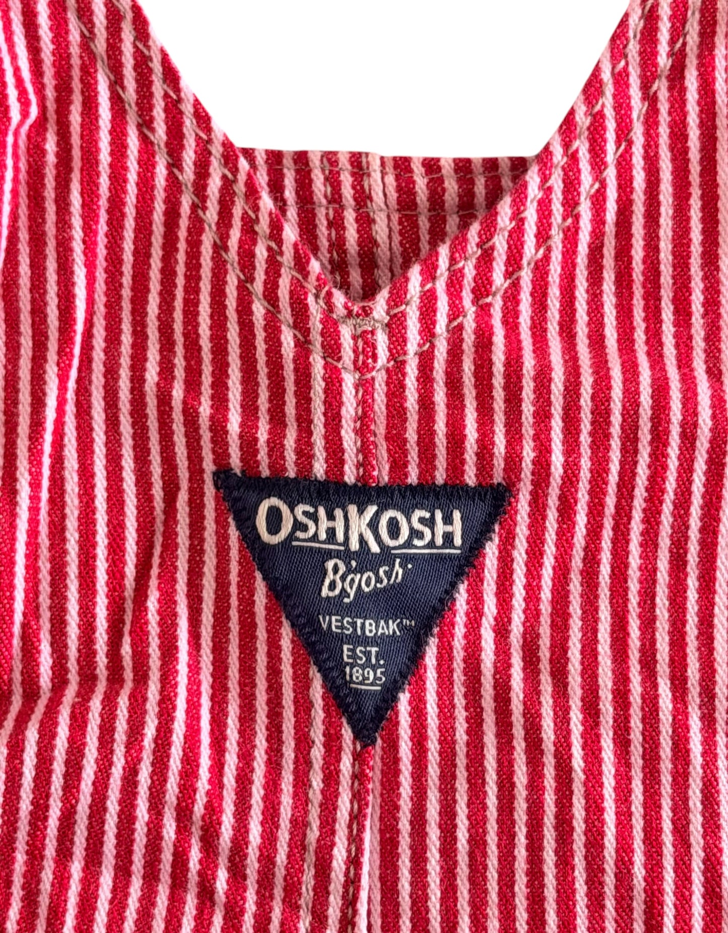Kids OshKosh B'gosh Red Stripe Overalls 9 Months
