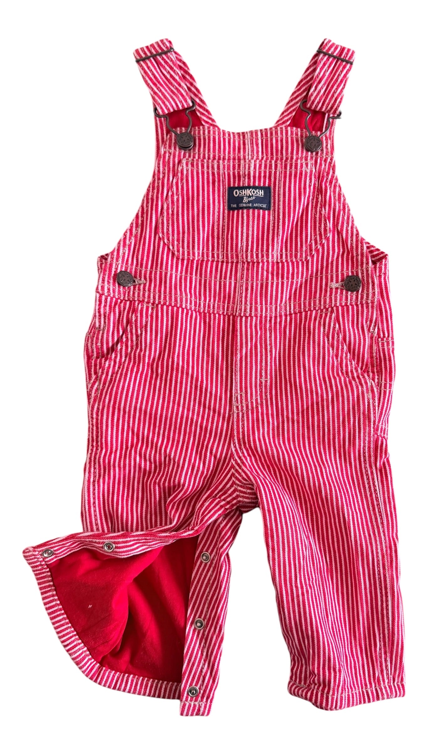 Kids OshKosh B'gosh Red Stripe Overalls 9 Months