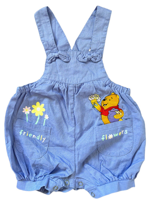 Vintage Kids Winnie the Pooh Embroidered Cotton Overalls 12 Months