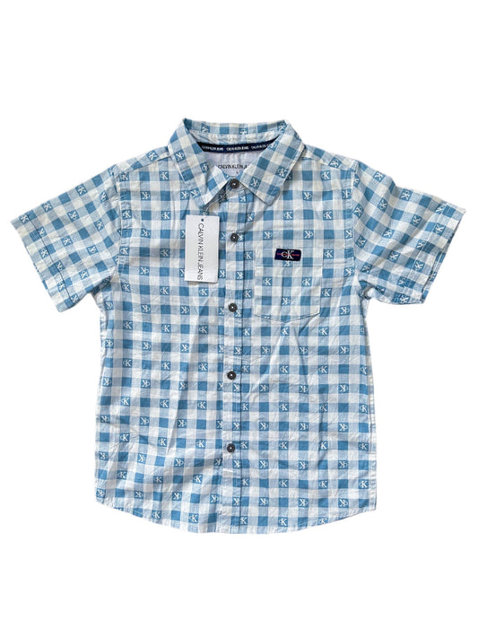 Calvin Klein Kids Dead Stock Blue And White Check Short Sleeve Shirt 6 Years