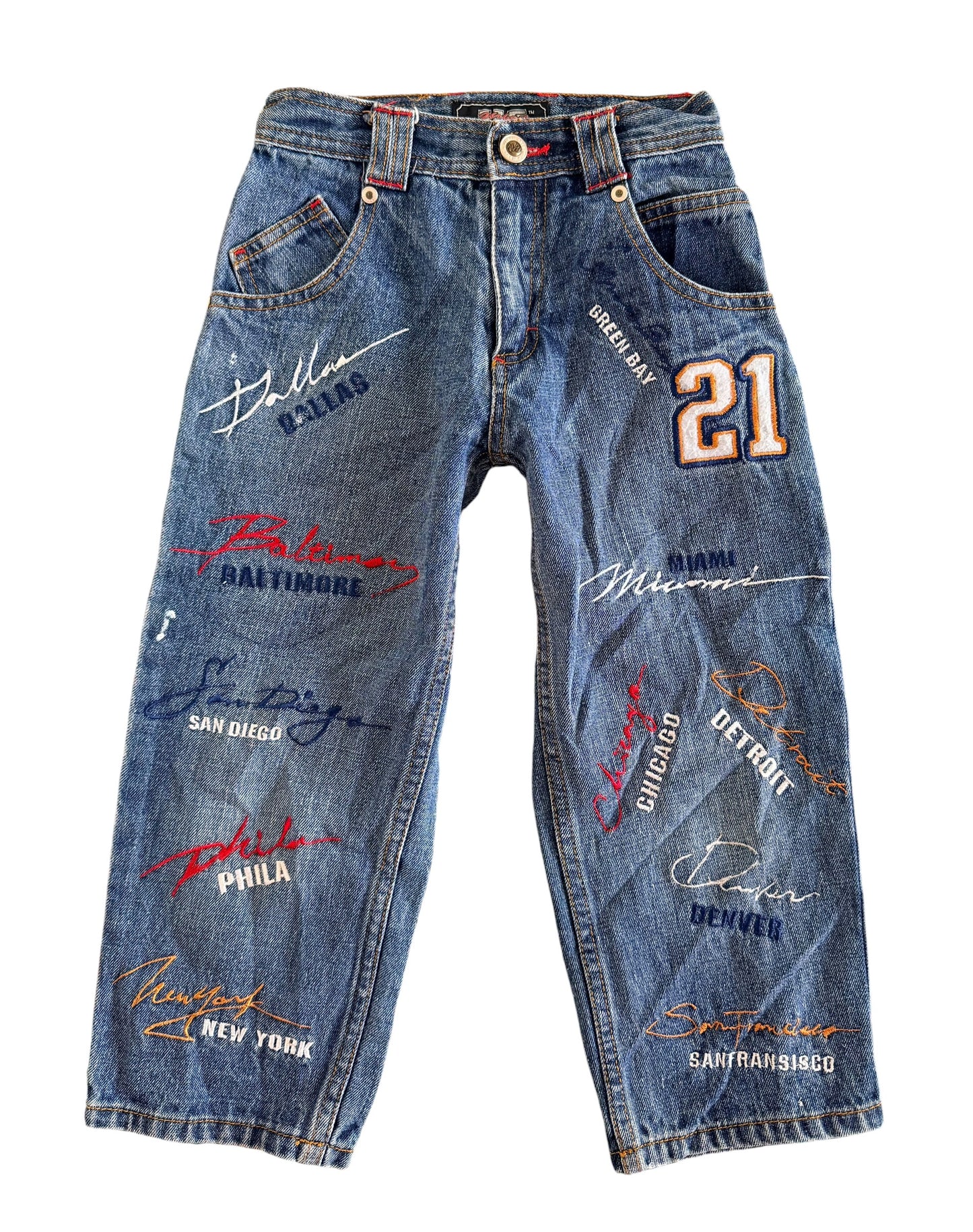 Vintage Kids Urban Extreme Embroidered Denim Jeans Size 4 Years
