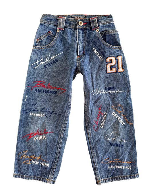 Vintage Kids Urban Extreme Embroidered Denim Jeans Size 4 Years