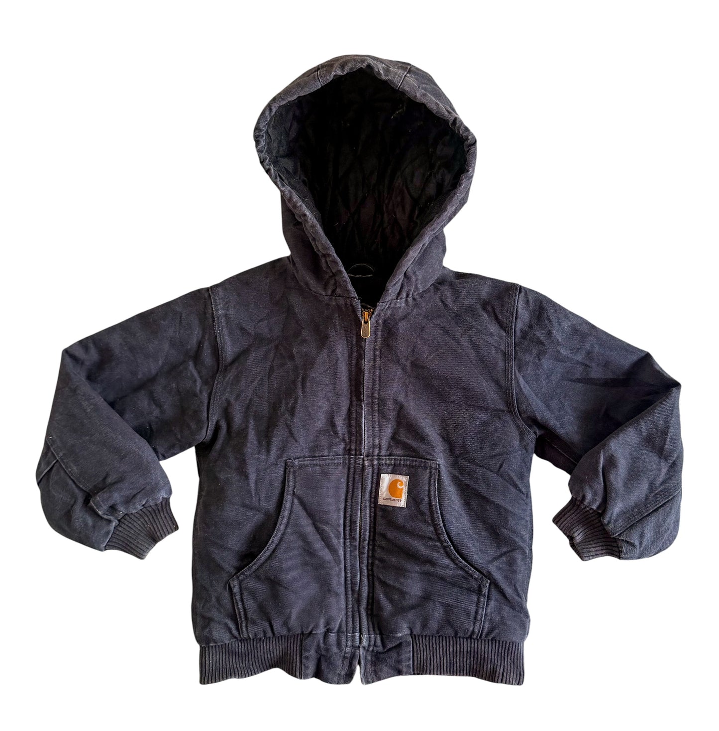 Vintage Kids Carhartt Hooded Duck Canvas Black Jacket, 3-4 Years