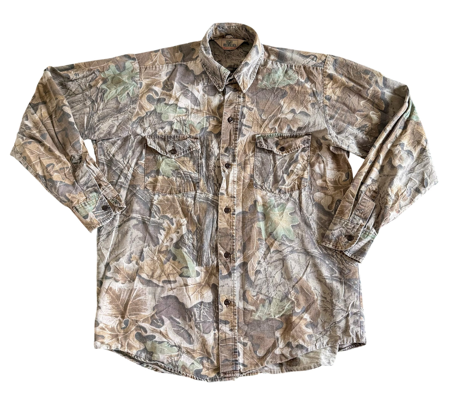 RedHead Woodland Camouflage Button Up Shirt, Large