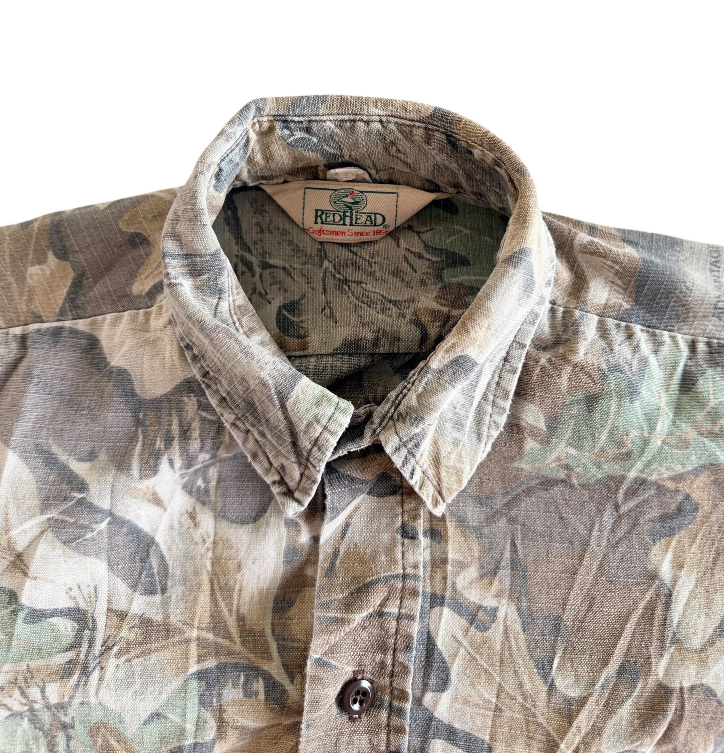 RedHead Woodland Camouflage Button Up Shirt, Large