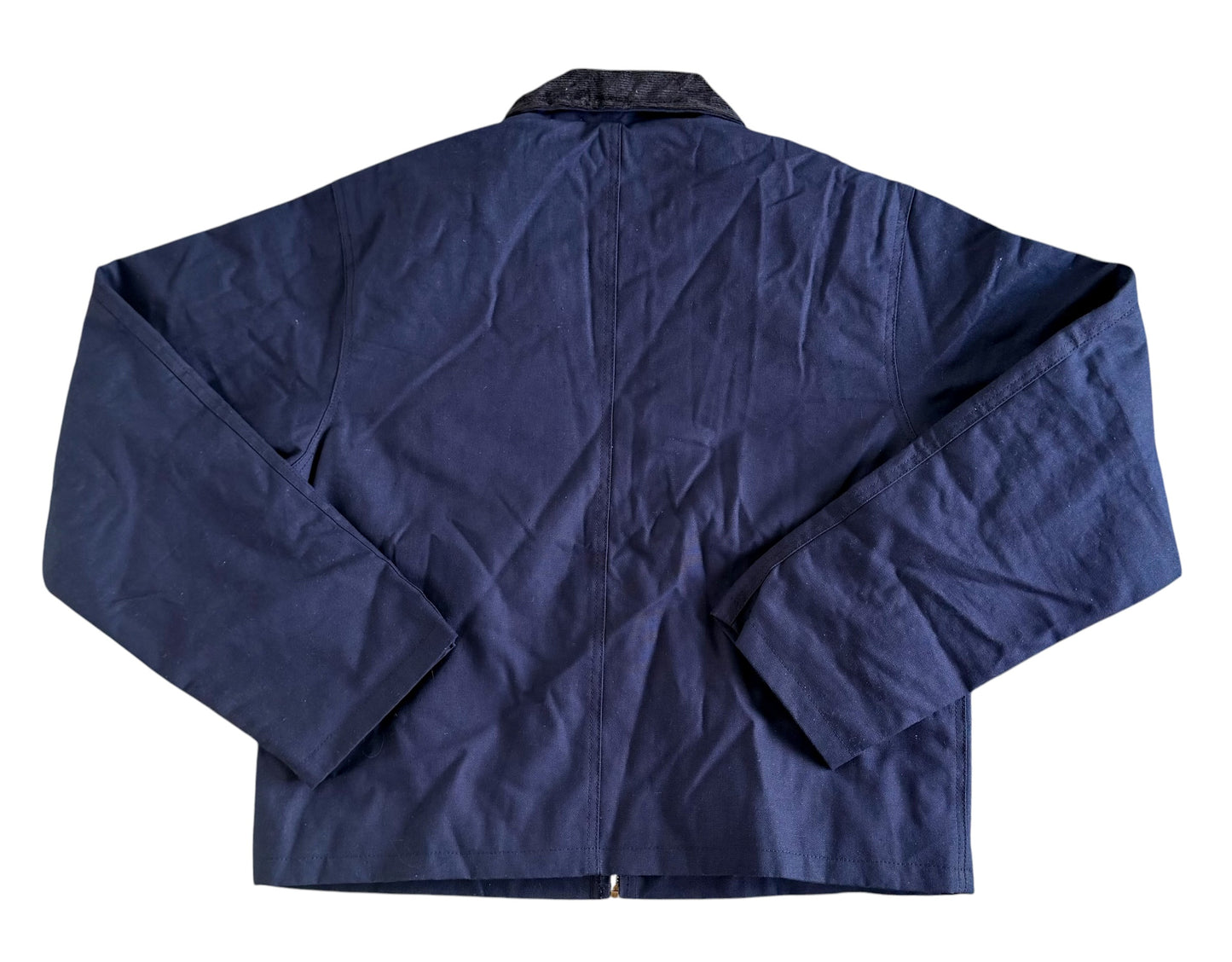 Carhartt Blue Duck Canvas Black Corduroy Collar Work Jacket, Large